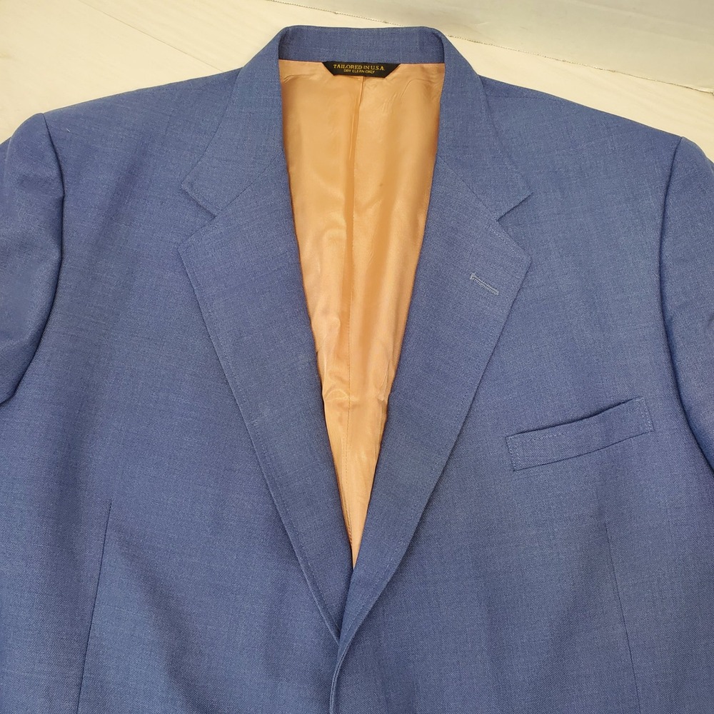 Sutter & Grant Mens 50R Blue Blazer Old Money Gold Crest Buttons Made in USA